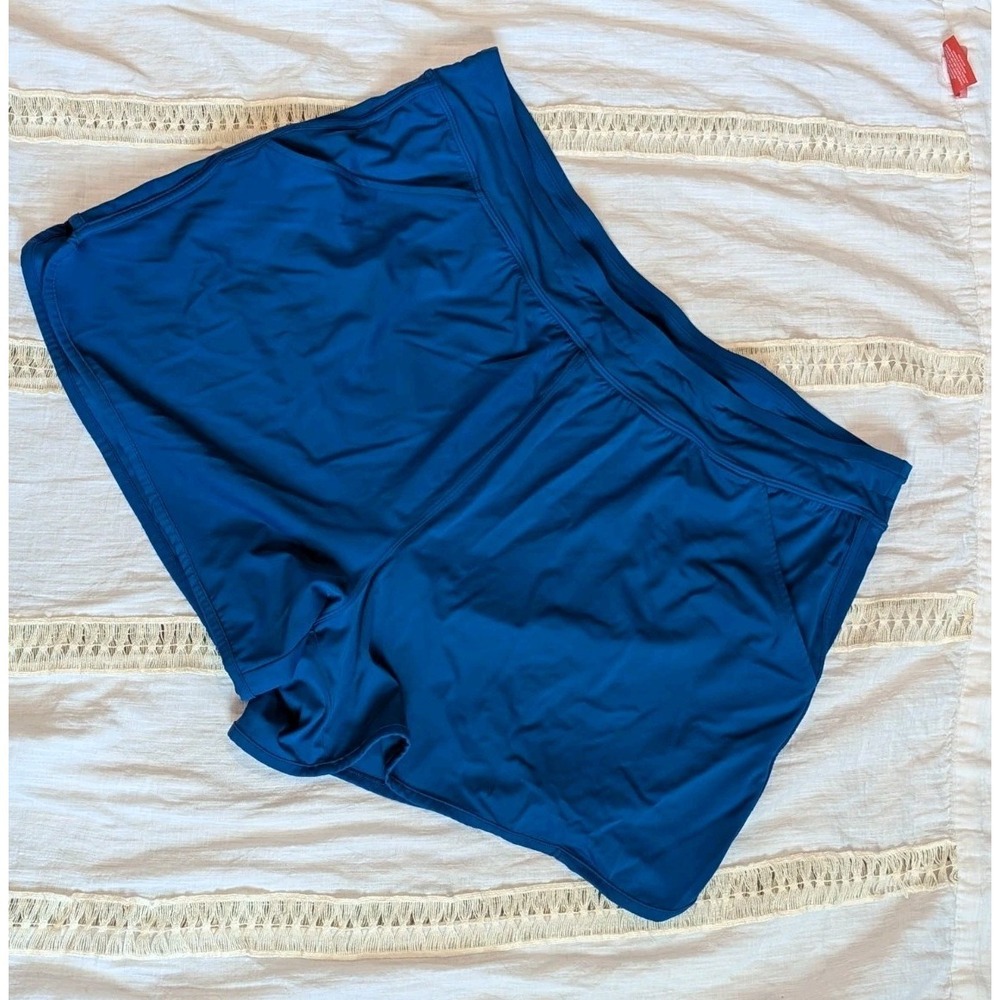 Y2K Cobalt Blue Swim Shorts Poolside Coastal Bikini Coverup Chic Plus 26 Cacique